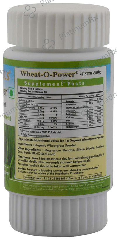 Herbal Hills Wheat-O-Power Wheatgrass 500mg Tablet 60 tablets