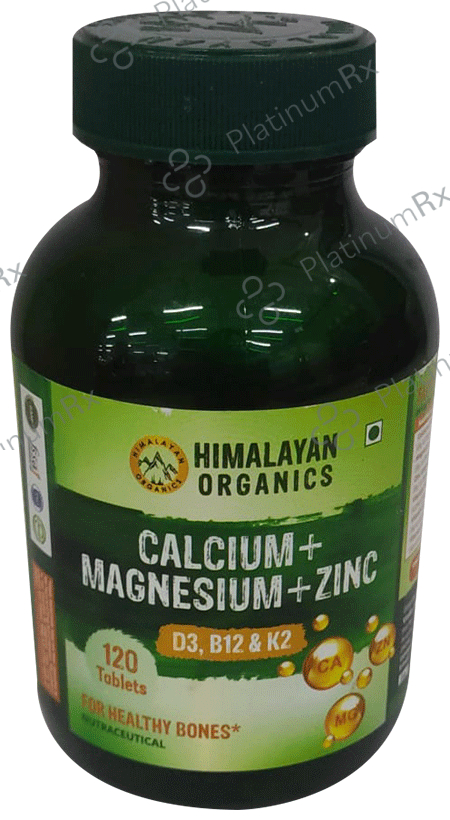 Himalayan Organics Calcium + Magnesium + Zinc - With Vitamin D3 & B12 for Healthy Bones - Tablet