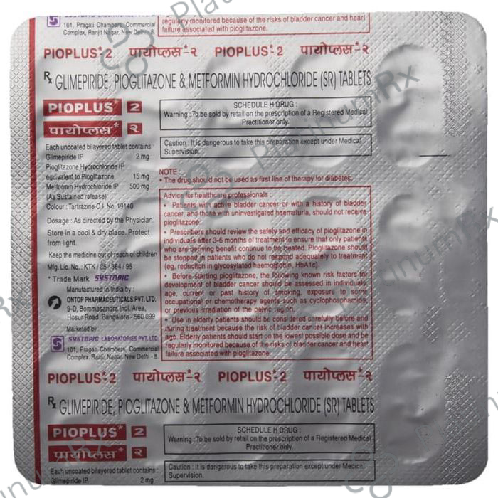 Pioplus 2 2/500/15mg Tablet SR 15s