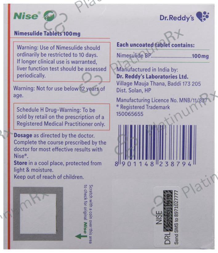 Nise 100mg Tablet 15s