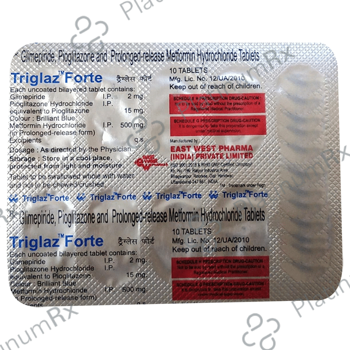 Triglaz Forte 2/500/15mg Tablet PR 10s