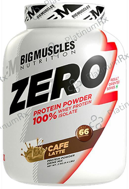 Big Muscles Zero Protein Powder 100% Whey Isolate Cafe Latte 4 lb