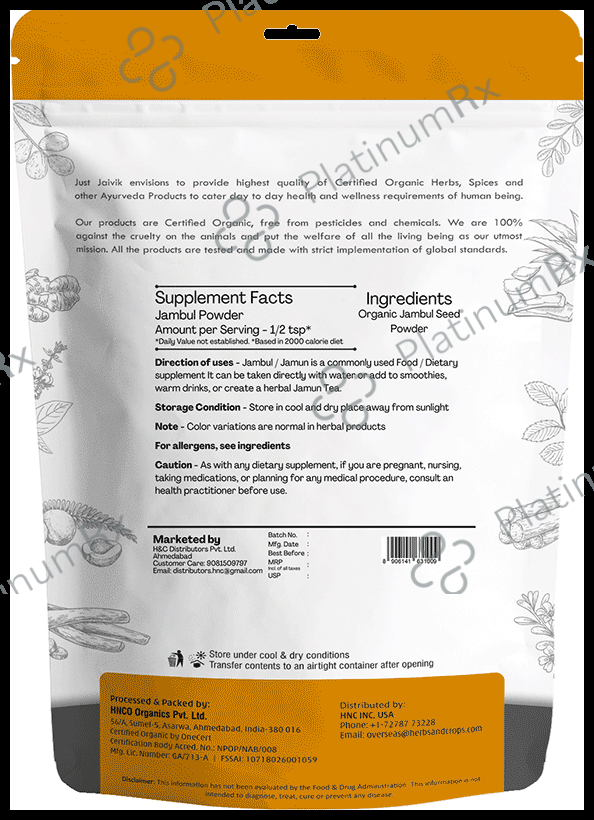 Just Jaivik Organic Jamun seed Powder