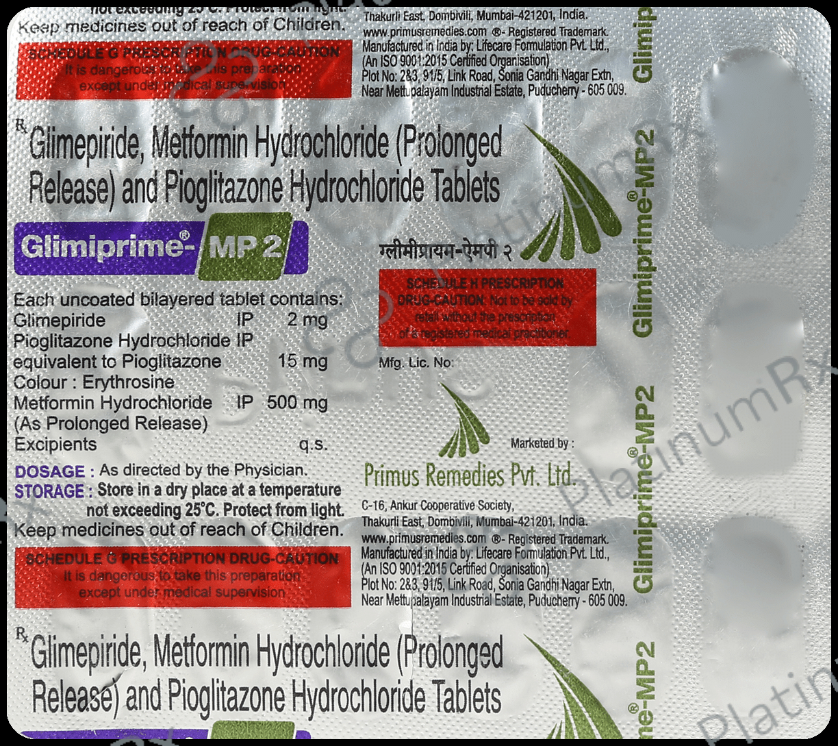 Glimiprime MP 2/500/15mg Tablet PR 15s