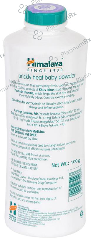 Himalaya Prickly Heat Baby Powder Neem & Khus Grass