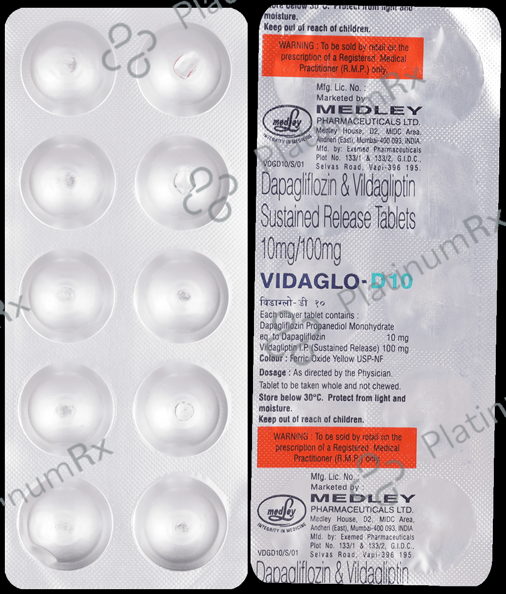 Vildaglo D 10mg/100mg Tablet