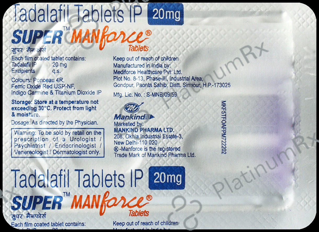 Super Manforce 20mg Tablet 4s
