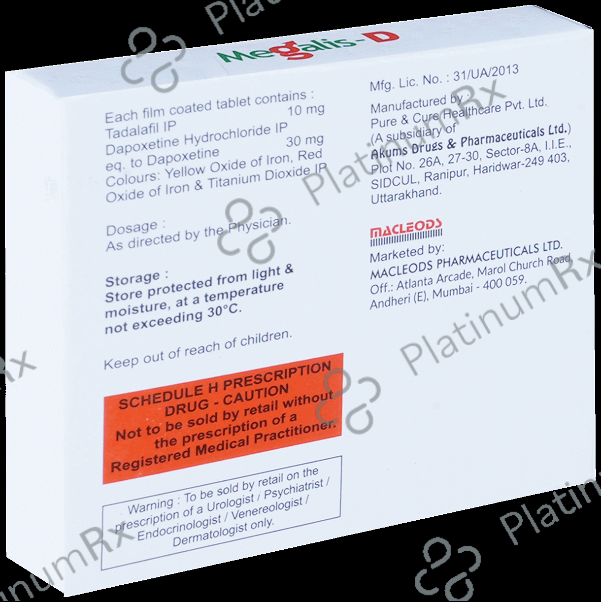 Megalis D 10/30mg Tablet 4s