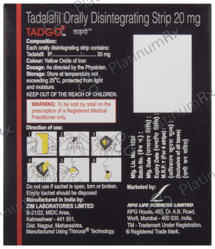Tadgo 20mg Disintegrating Strip