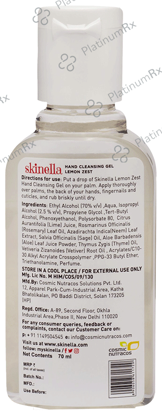 Skinella Hand Cleansing Gel Lemon Zest