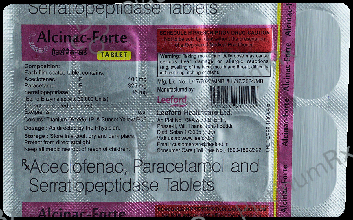 Alcinac Forte 100mg/325mg/15mg Tablet