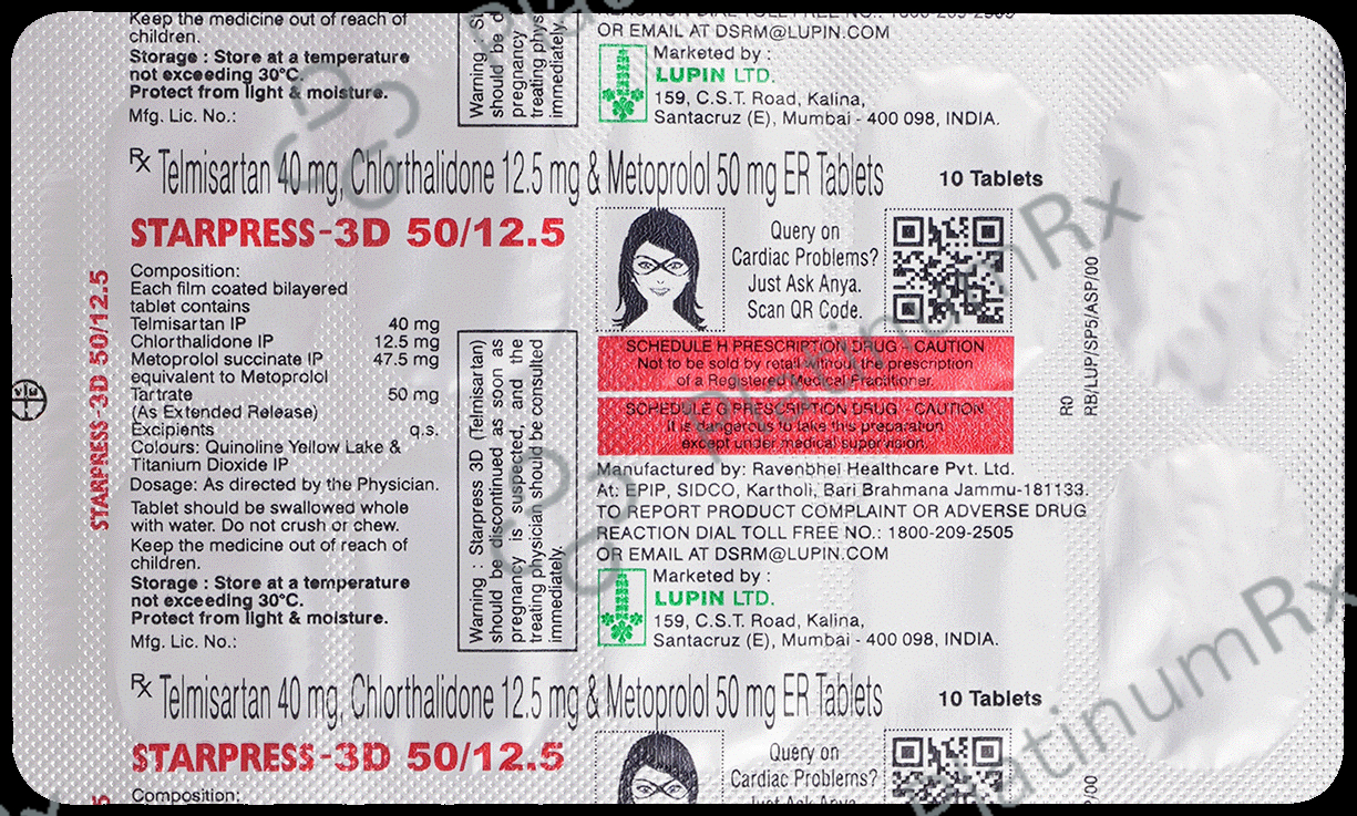 Starpress 3D 12.5/50/40mg Tablet 10s