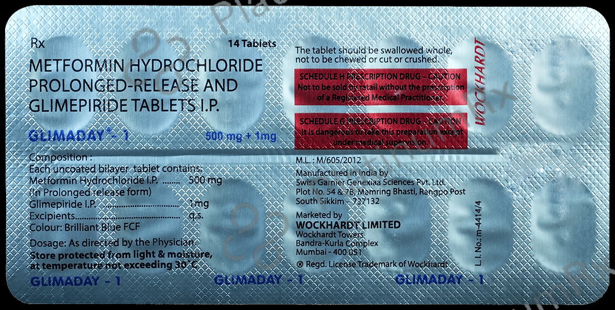Glimaday 1/500mg Tablet PR 14s