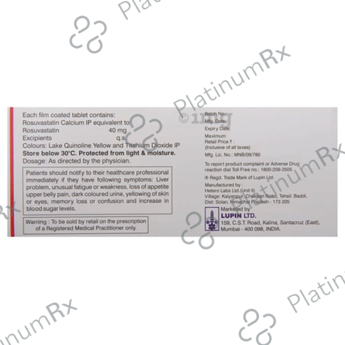 Novastat 40mg Tablet 15s