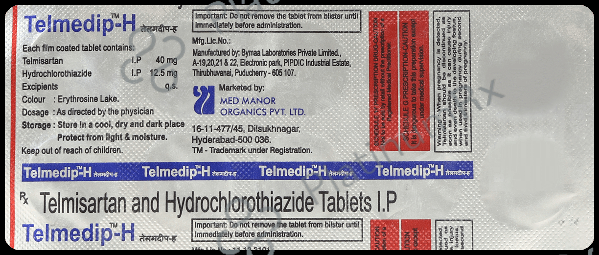 Telmedip H 40mg/12.5mg Tablet