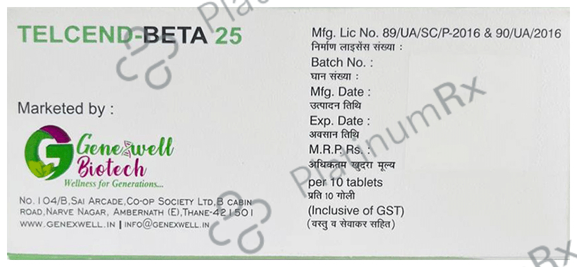 Telcend Beta 25mg Tablet ER 10s