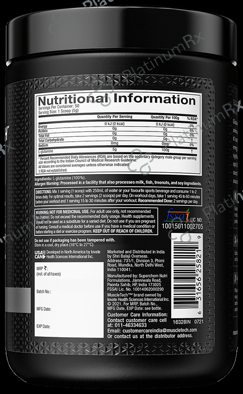 Muscletech Platinum 100% Glutamine Powder Unflavoured
