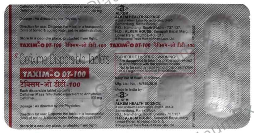Taxim O DT 100mg Tablet 10s