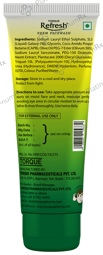 Refresh Neem Face Wash (100ml Each) 1 Tube