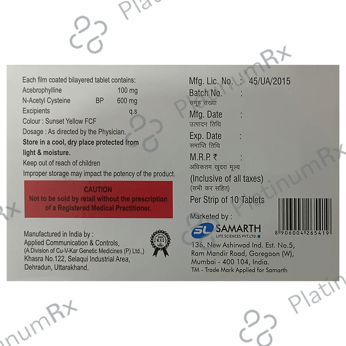 Mucomix Ace 100/600mg Tablet 10s
