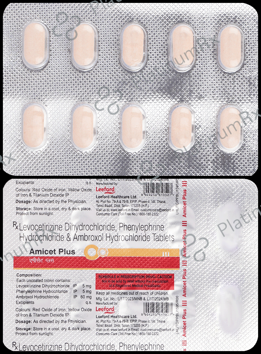 Amicet Plus 60/5/5mg Tablet 10s