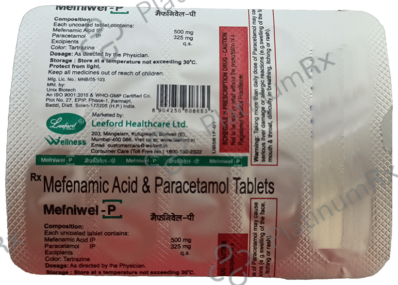 Mefniwel P 500mg/325mg Tablet