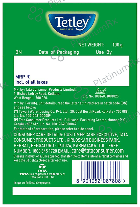 Tetley Tetley Green Tea, Long Leaf Tea Original 100 gm