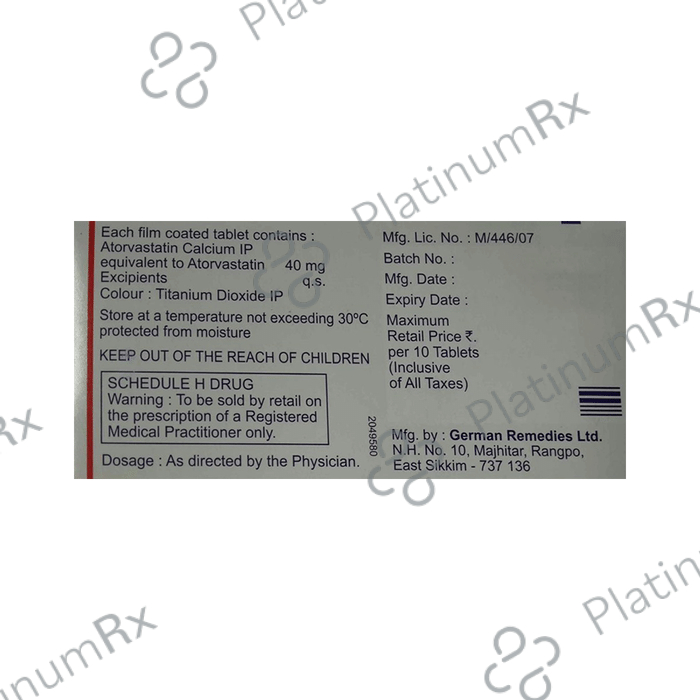 Atorva 40mg Tablet 10s