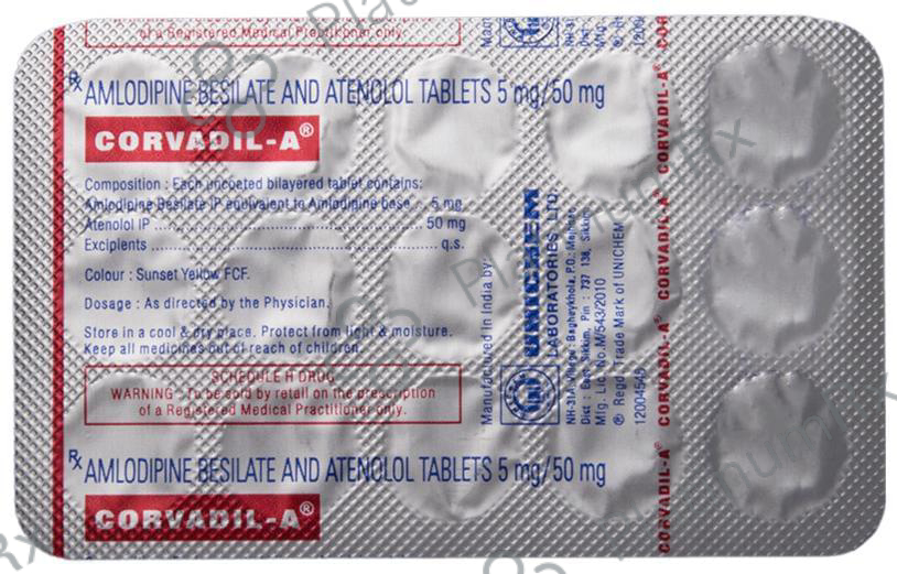 Corvadil A 5/50mg Tablet 15s