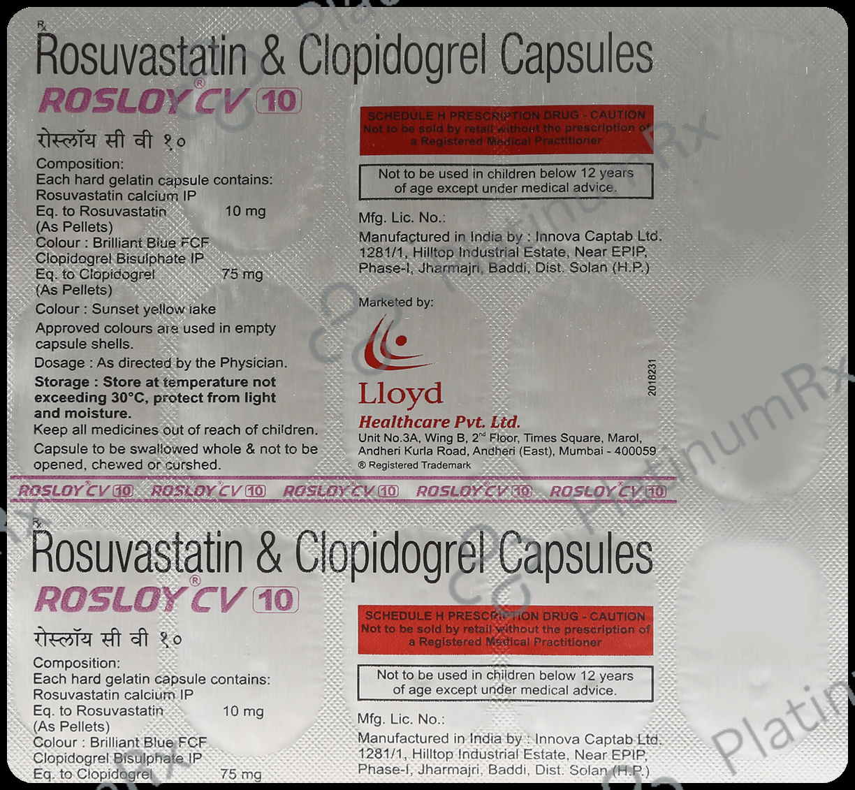 Rosloy CV 10/75mg Capsule 15s