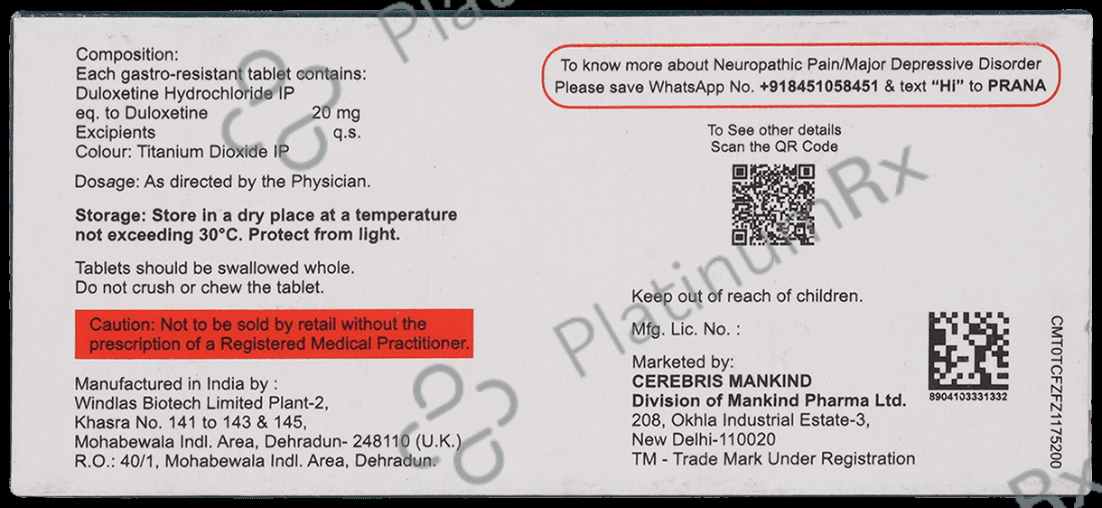 Duxead 20mg Tablet 10s