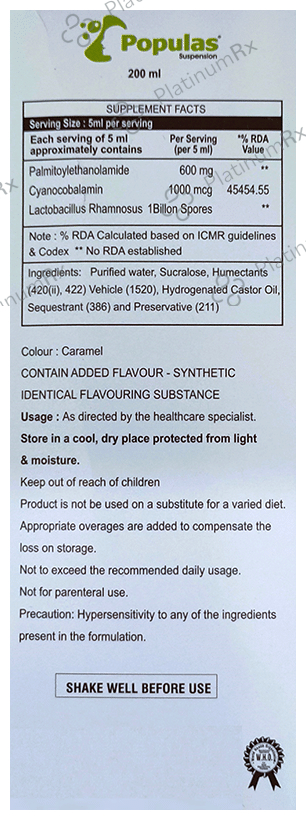 Populas Oral Suspension Sugar Free