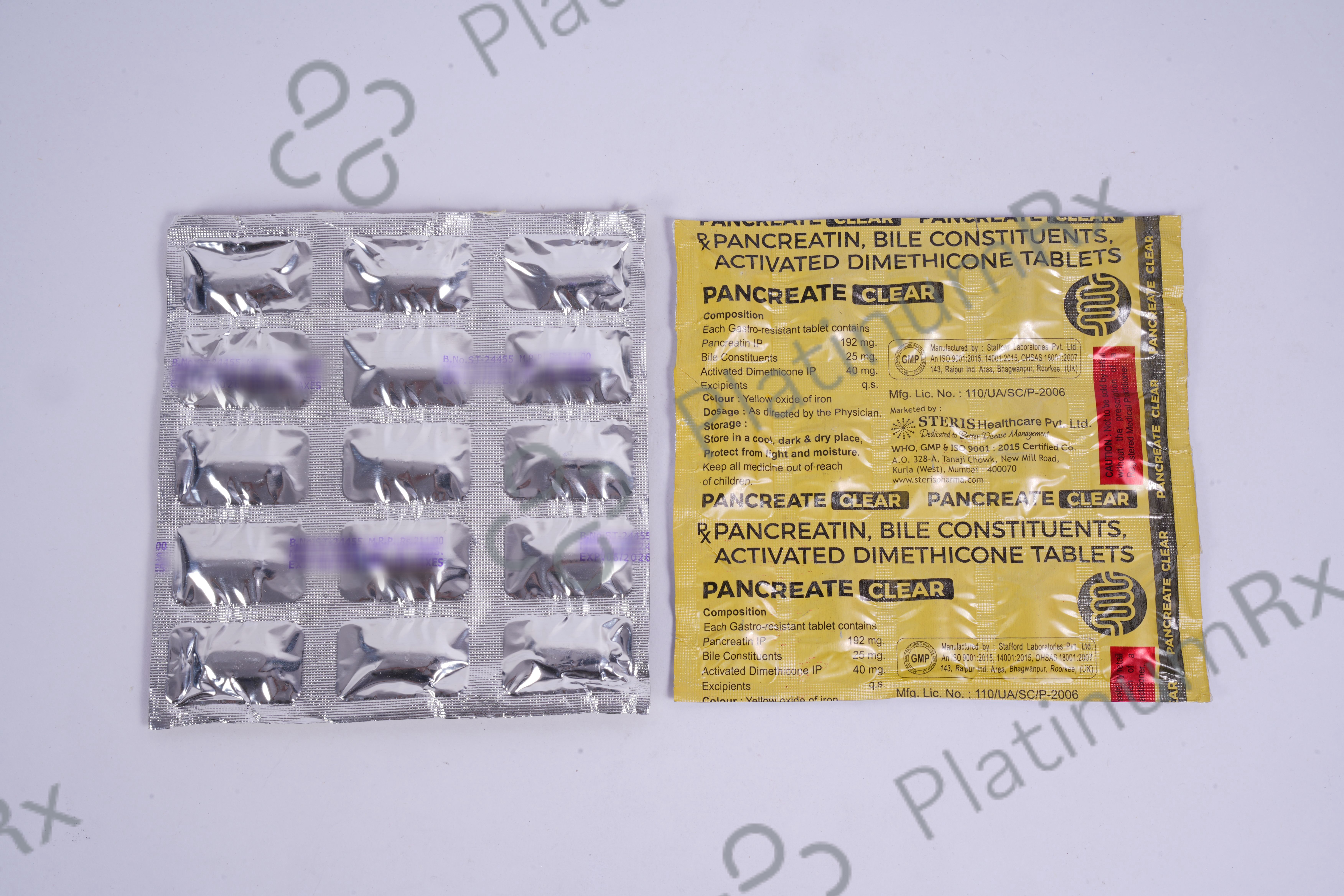 Pancreate Clear 192/25/40mg Tablet 15s