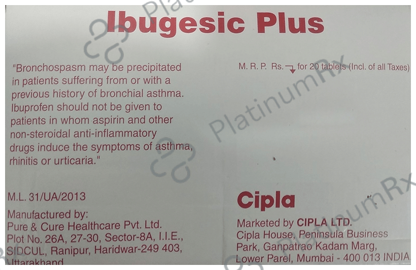 Ibugesic Plus 400/325mg Tablet 20s