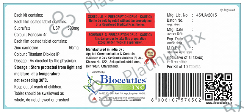 Sucratab Z 500mg/75mg Tablet