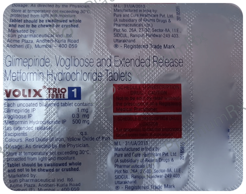 Volix Trio Forte 1/500/0.3mg Tablet ER 15s