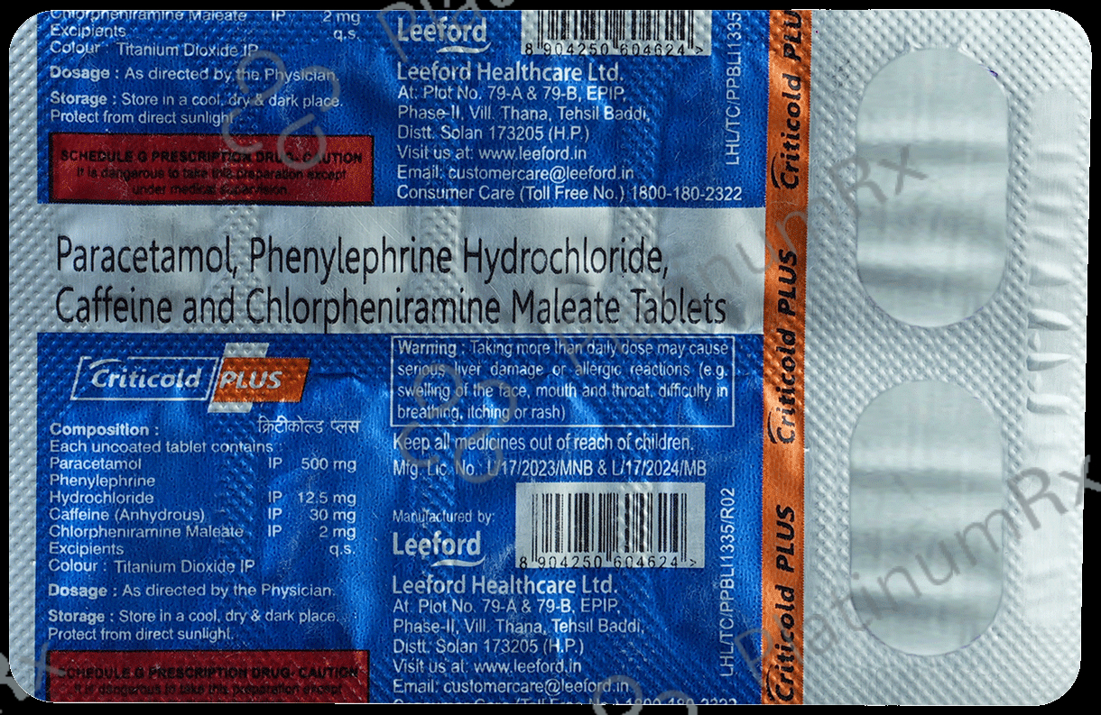 Criticold Plus Tablet 30/ 2/500/12.5