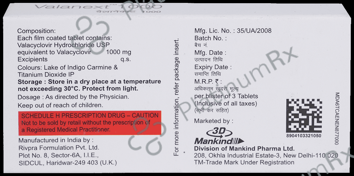 Valanext 1000mg Tablet 3s