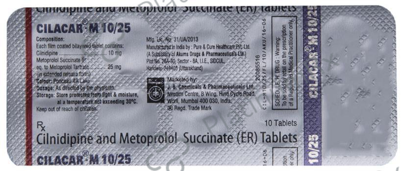 Cilacar M 10/25mg Tablet ER 10s