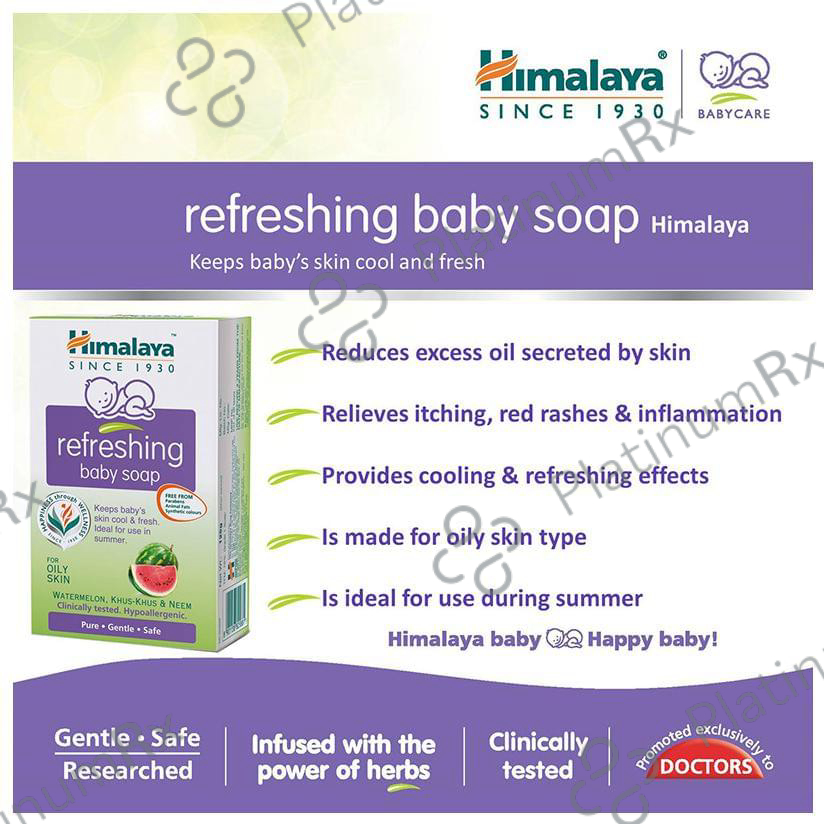 Himalaya Refreshing Baby Soap for Oily Skin Paraben Free Clinically Tested & Hypoallergenic 75 gm