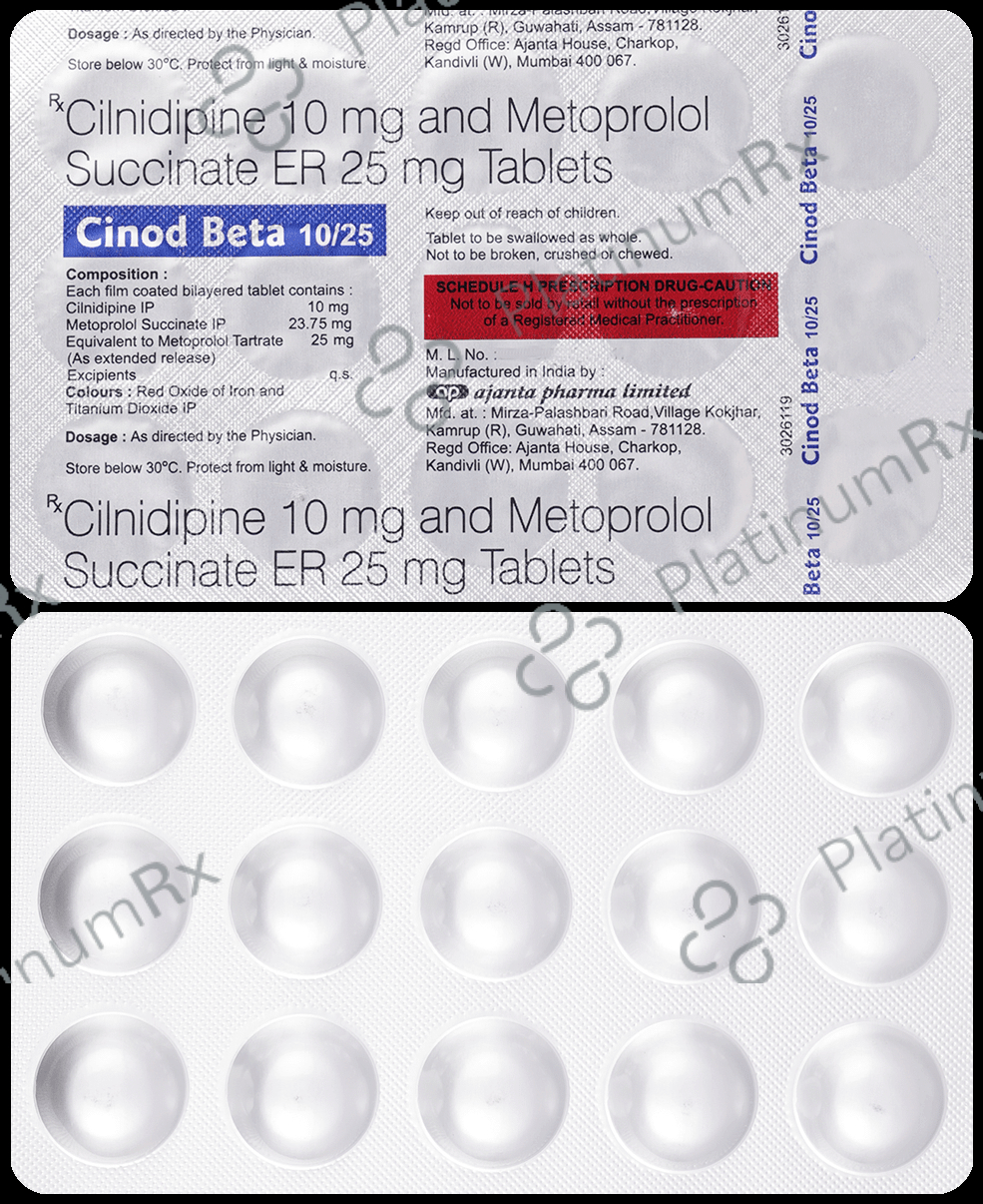 Cinod Beta 10/25mg Tablet ER 15s