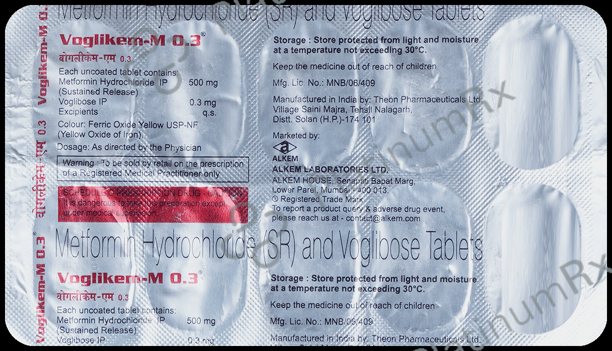 Voglikem M 500/0.3mg Tablet SR 10s