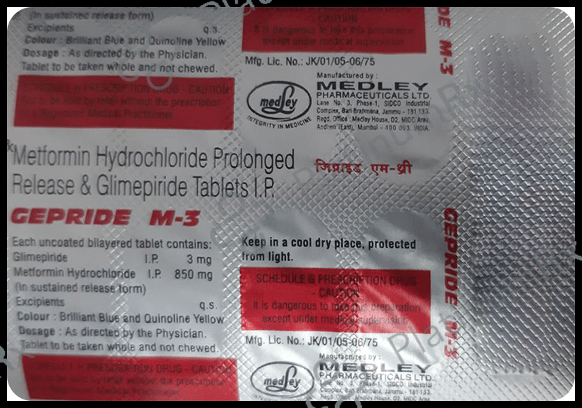 Gepride M 3/850mg Tablet PR 10s