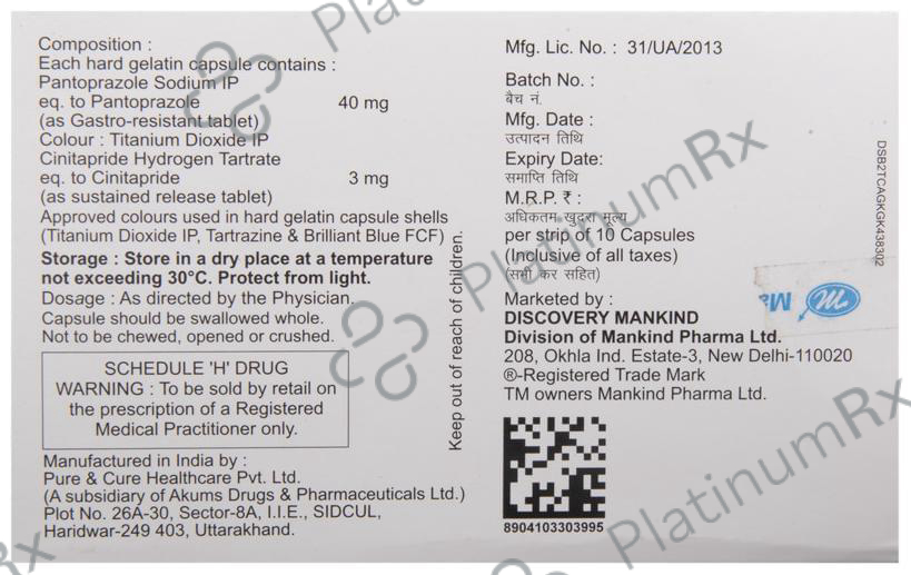 Pantakind Flux 3/40mg Capsule 10s
