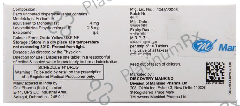Monticope Kid 2.5/4mg Tablet 10s