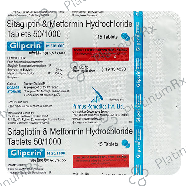 Glipcrin M 50/1000mg Tablet 15s