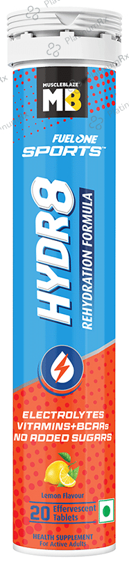 MuscleBlaze MB Fuel One Sports Hydr8 Rehydration Formula Effervescent Tablet Lemon 20 Effervescent
