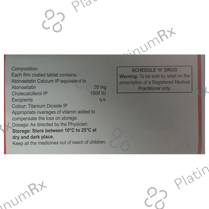 Atorsave D 20 20mg/1000IU Tablet 15s