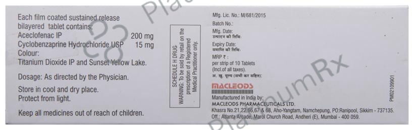 Flexabenz Plus 200/15mg Tablet SR 10s