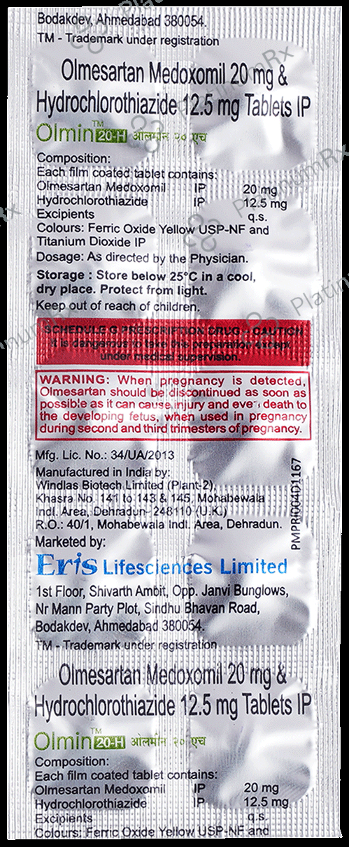 Olmin 20 H 12.5/20mg Tablet 10s